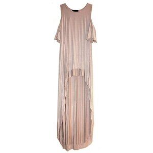 Rae Mode Hi Low Cold Shoulder Top in Beige Tan Neutral Viscose Modal Span Soft